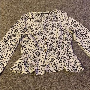 Button up leopard blouse, never worn